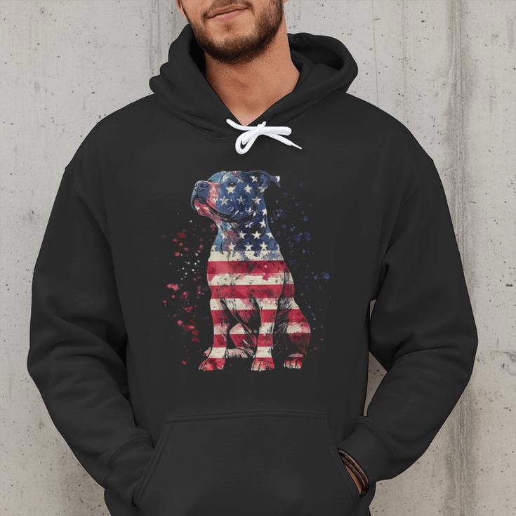 Patriotic Pitbull American Flag 4th Of July Dog Pitbull Dad Men Hoodie