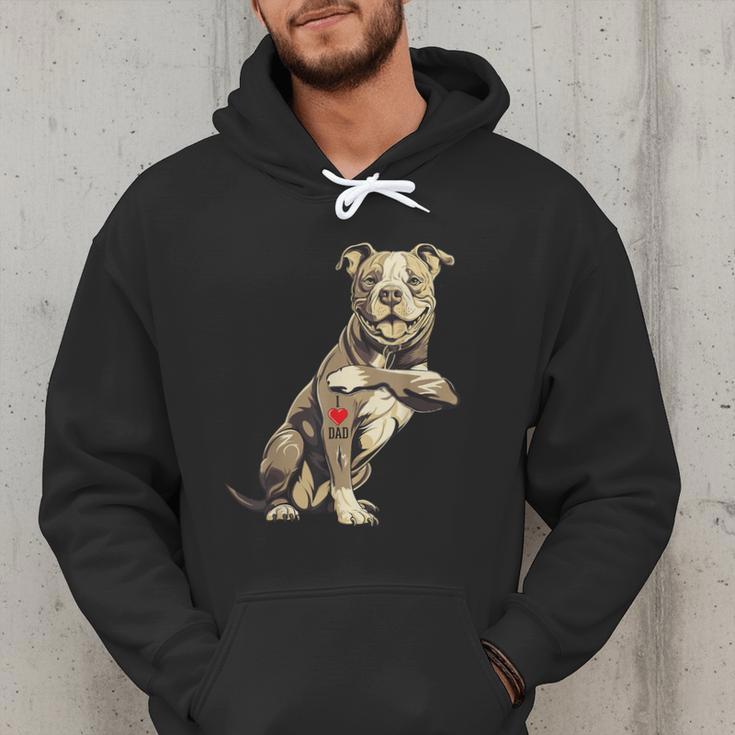 Pitbull I Love Dad Pit Bull Terrier Pettie Dog Owner Father Men Hoodie