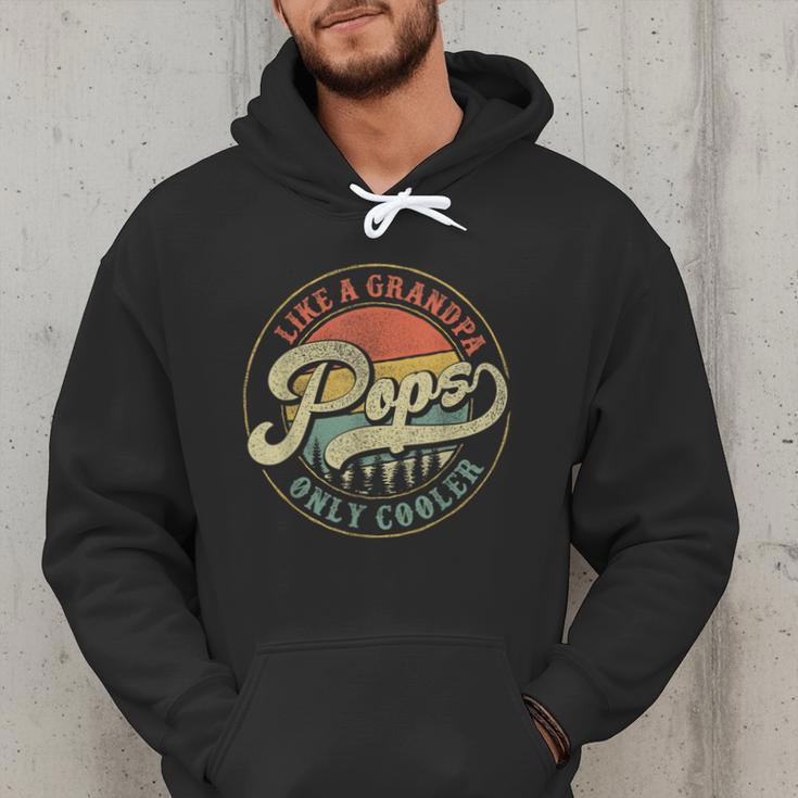 Pops Like a Grandpa Only Cooler Vintage Retro Pops Dad Men Hoodie