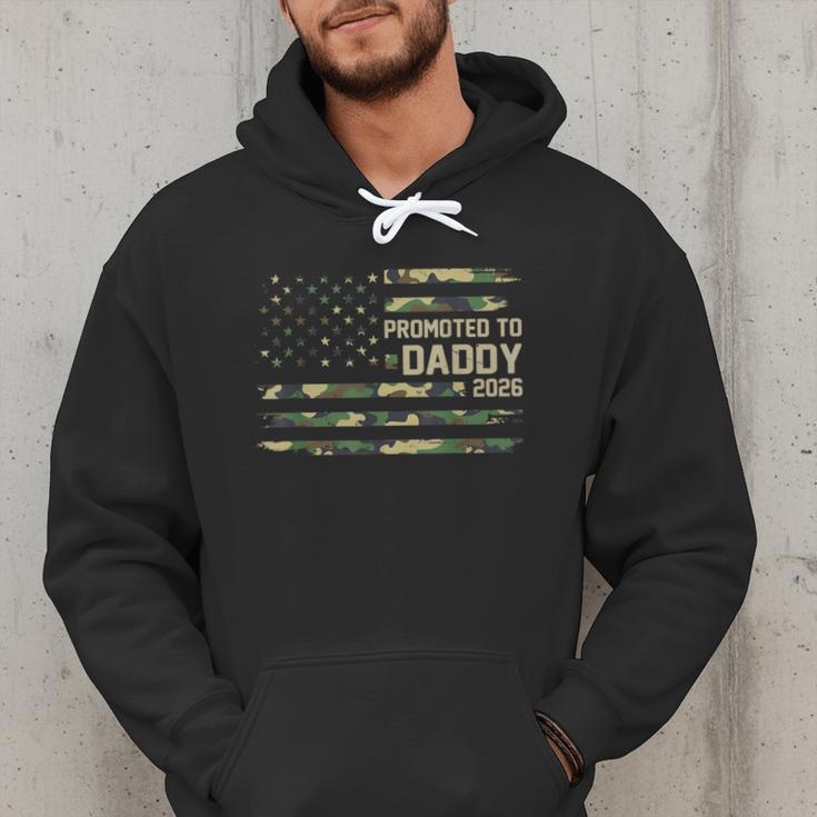 Promoted To Daddy Est 2026 Camo USA Flag New Dad 2026 Men Hoodie
