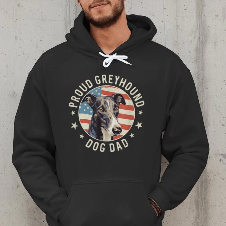 Proud Greyhound Dad American Flag Patriotic Greyhound Dad Men Hoodie