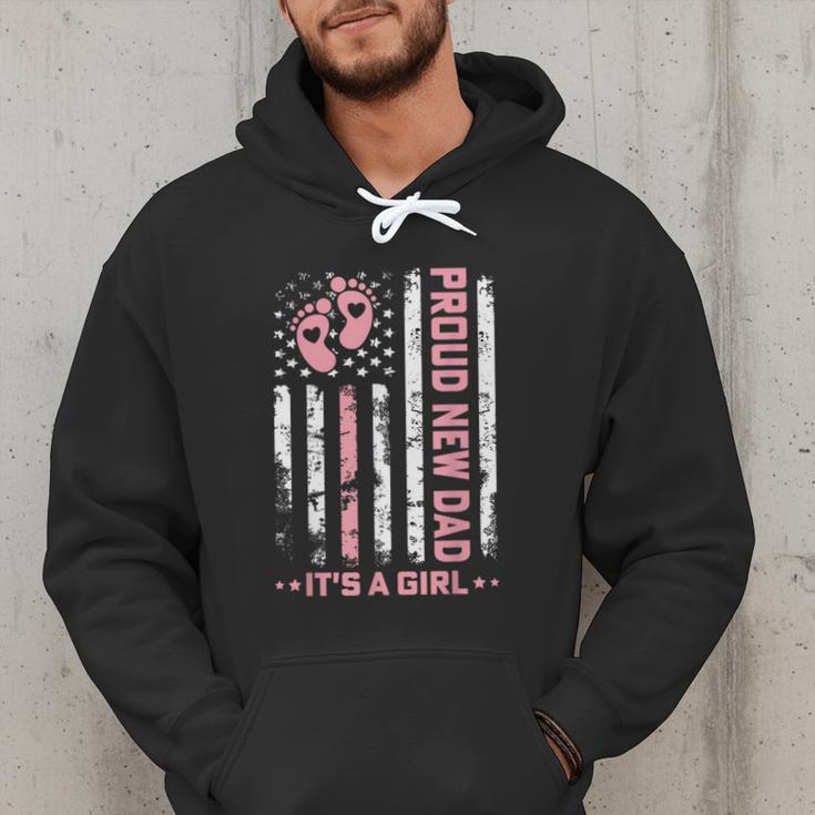 Proud New Dad New Girl Baby First Fathers Day American Flag Men Hoodie Proud New Dad New Girl Baby First Fathers Day American Flag Men Hoodie