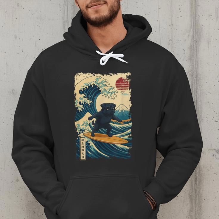 Pug Japanese Kanagawa Wave Surfing Japan Mom Dad Kids Men Hoodie Pug Japanese Kanagawa Wave Surfing Japan Mom Dad Kids Men Hoodie