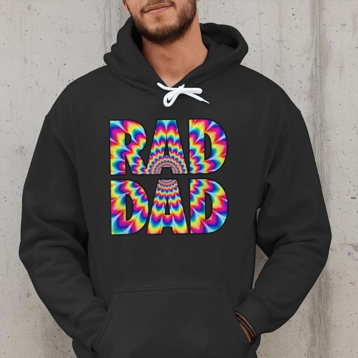 Rad Dad Trippy Hippie Tie-Dye Rainbow 70s Vibes Novelty Men Hoodie
