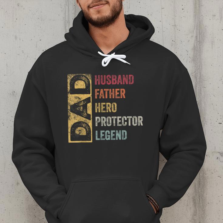 Retro Husband Father Hero Protector Legend Father Day Dad Men Hoodie