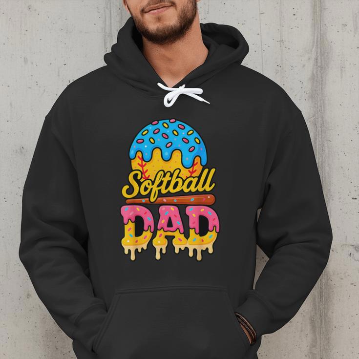Retro Ice Cream Drip Softball Dad Game Day Dad Father's Day Men Hoodie