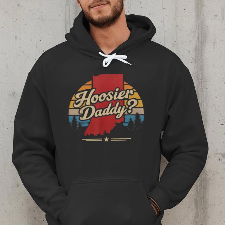 Retro Vintage US States Hoosier Daddy State Outline Desig Men Hoodie