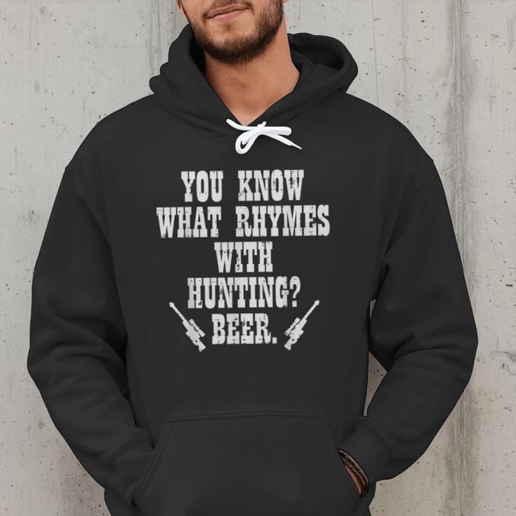 What Rhymes With Hunting Deer Hunter Dad Grandpa Men Men Hoodie