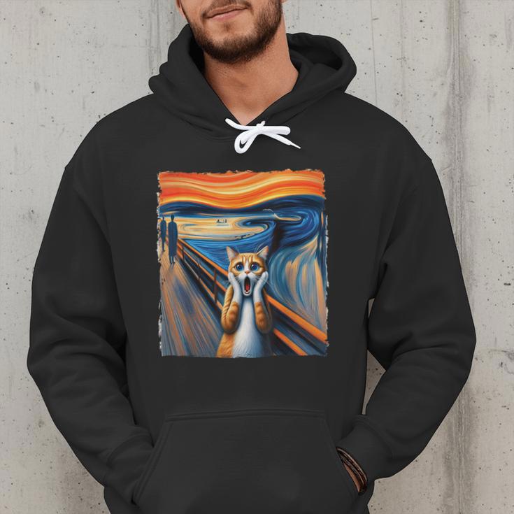 The Scream Cat Parody For Kitty Cat Lover Cat Mom Cat Dad Men Hoodie