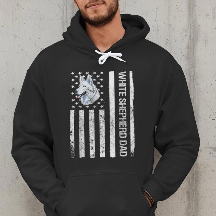 Shepherd Dad USA Flag White German Shepherd Men Hoodie