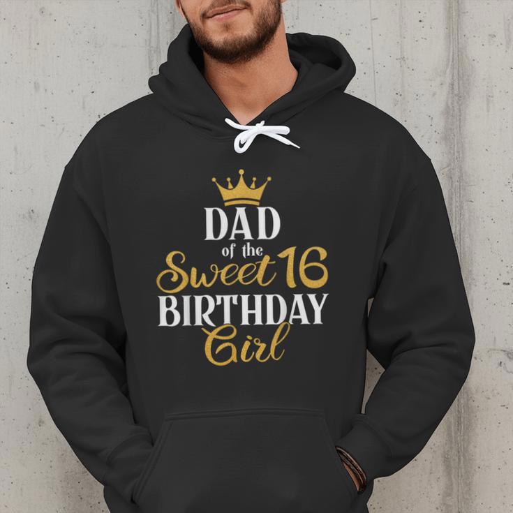 Sixteen Squad Bday Party Dad Of Sweet 16th Birthday Queen Men Hoodie