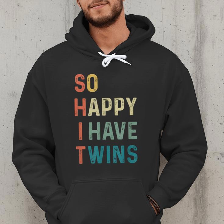 So Happy I Have Twins Mom Dad Parent Saying Slogan Men Hoodie