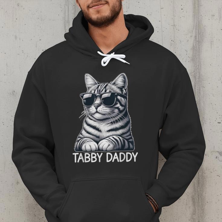Tabby Daddy Cat Dad Graphic Grey Tabby Cat Lover Men Hoodie