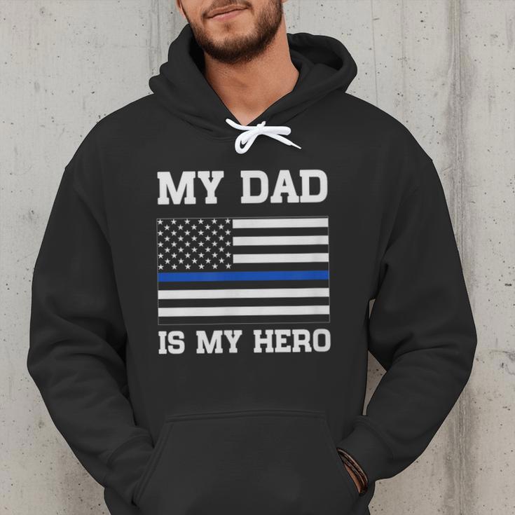 Thin Blue Line My Dad Is My Hero Son Daughter Of Cop Men Hoodie