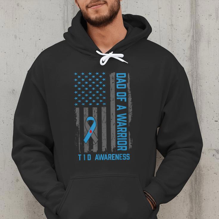 Type 1 Diabetes Awareness T1D Dad Of Warrior Type 1 Diabetic Men Hoodie