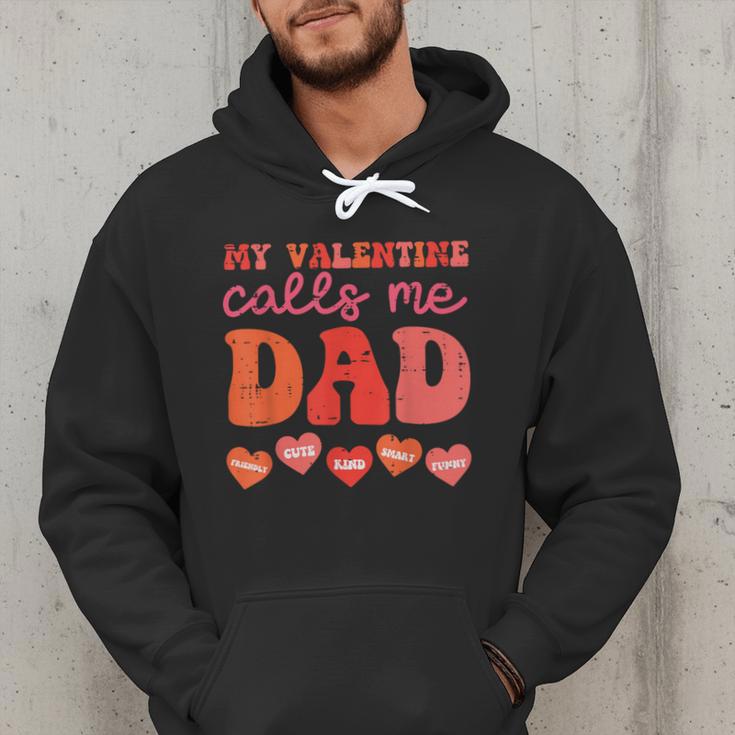 My Valentine Calls Me Dad Retro Groovy Family Daddy Papa Men Men Hoodie