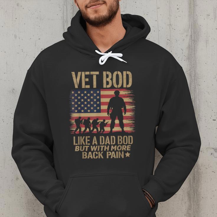 Vet Bod Like Dad Bod But With More Back Pain US Flag Veteran Men Hoodie