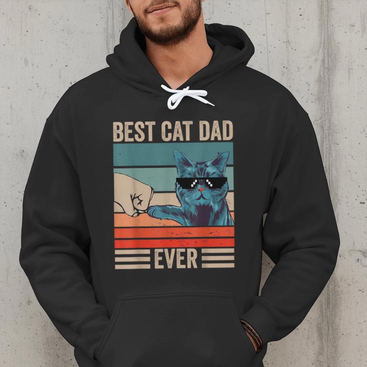Vintage Best Cat Dad Ever Bump Fist Father's Day Cat Daddy Men Hoodie Vintage Best Cat Dad Ever Bump Fist Father's Day Cat Daddy Men Hoodie