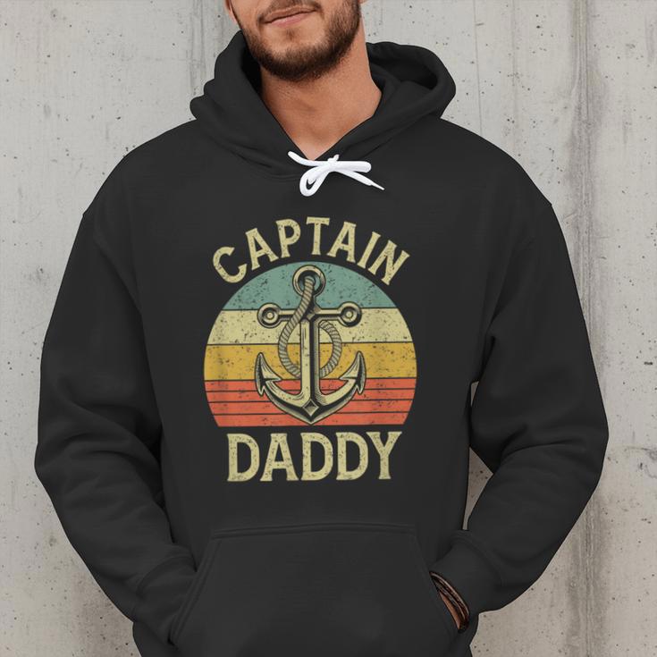 Vintage Captain Daddy Boat Pontoon Dad Fishing Sailor Anchor Men Hoodie