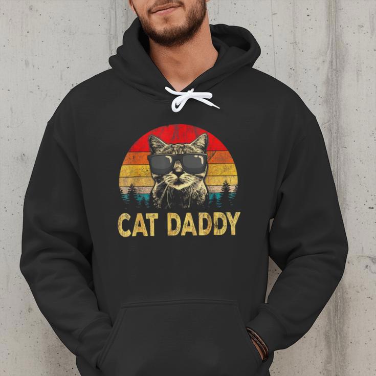 Vintage Cat Daddy Cat Lover Cat Dad Fathers Men Hoodie