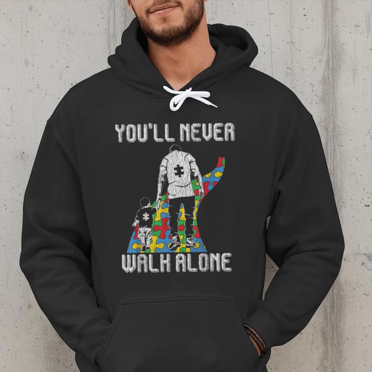 Vintage Father Son Family Autistic Kids Autism Awareness Dad Men Hoodie