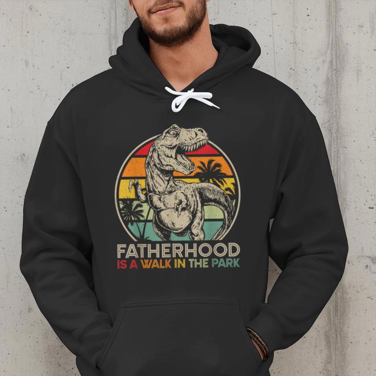 Vintage Fatherhood Is A Walk In The Park DadRex Dinosaur Men Hoodie