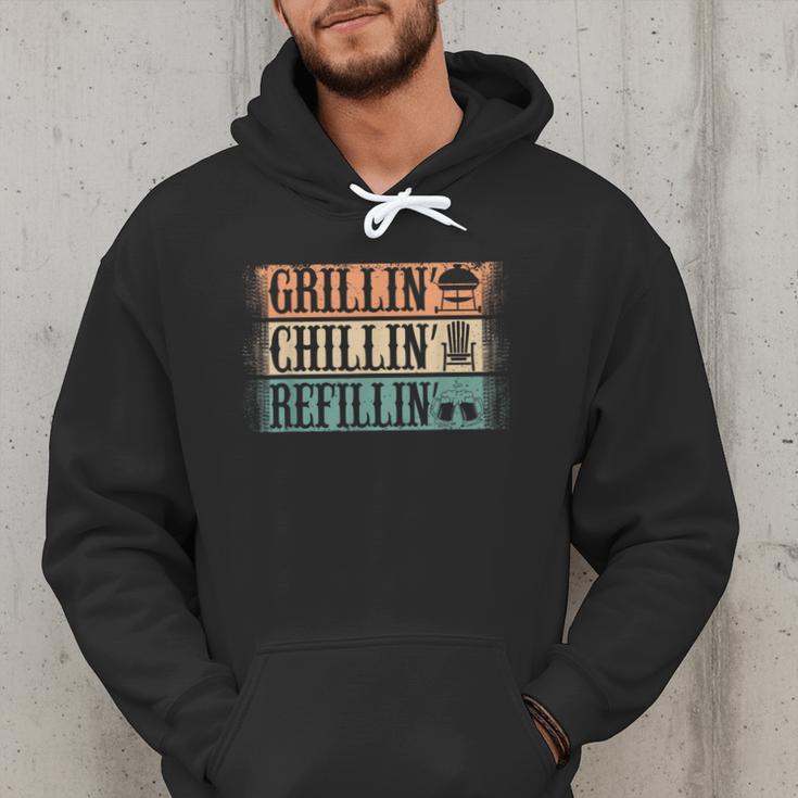Vintage Grill Dad Grilling Chilling Refilling Men Hoodie Vintage Grill Dad Grilling Chilling Refilling Men Hoodie