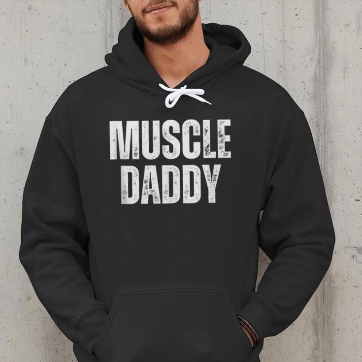 Vintage Muscle Daddy Weightlifter Dad Cool Father Workout Men Hoodie