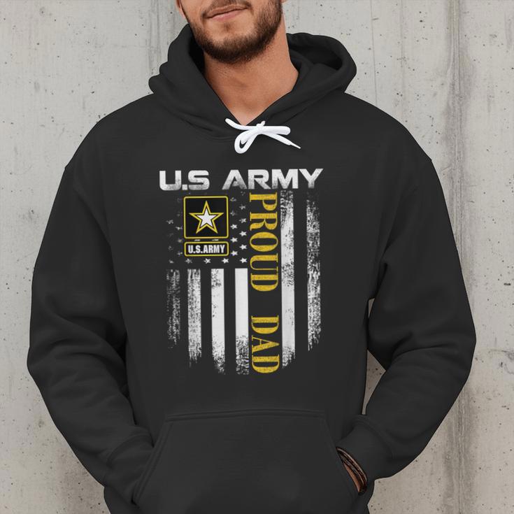 Vintage US Army Proud Dad With American Flag Men Hoodie