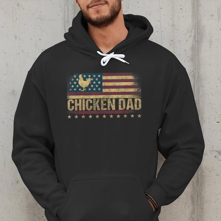Vintage USA Flag Chicken Dad Stars Men Hoodie