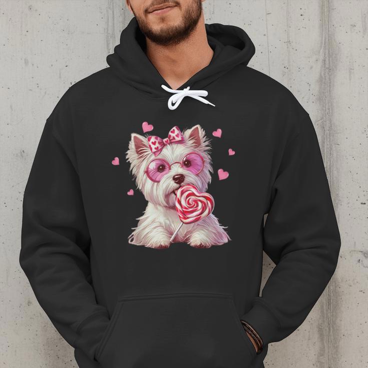 Westie Dog Valentines Day Dog Mom Westie Dad Candy Sucker For Men Women Girls Kids Men Hoodie