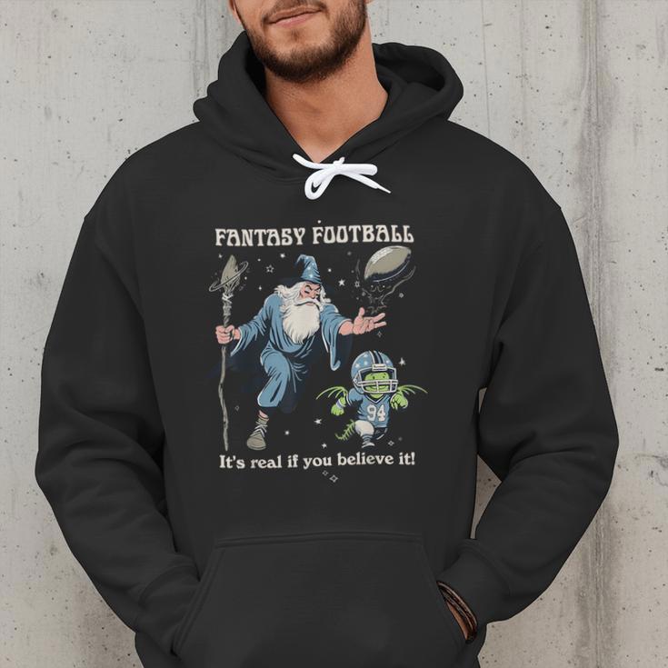 Wizard Dragon Fantasy Football Player Literal Dad Joke Men Hoodie