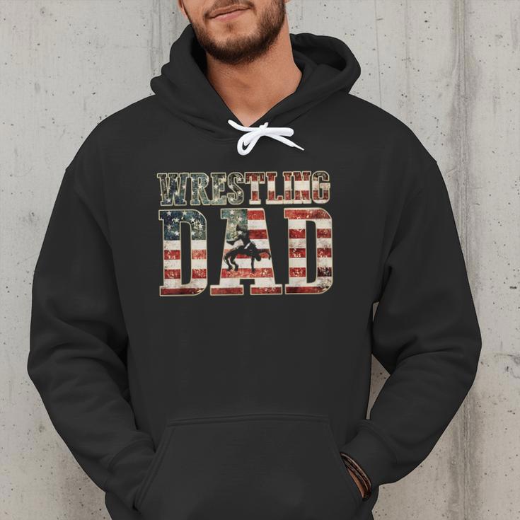 Wrestling Dad American Flag Matching For Dads Of Wrestlers Men Hoodie