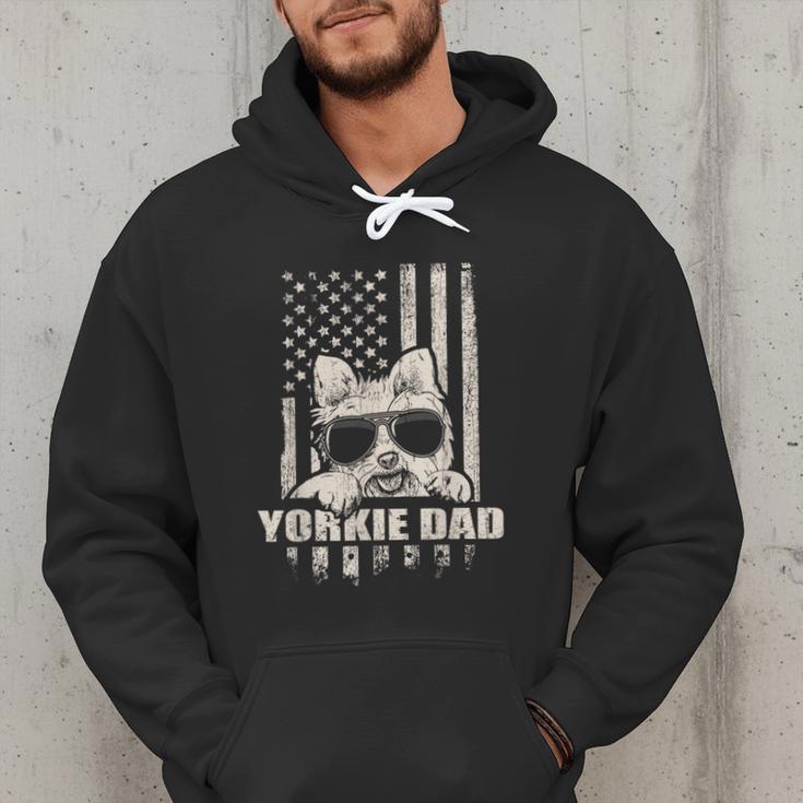 Yorkie Dad Cool Vintage Retro Proud American Men Hoodie