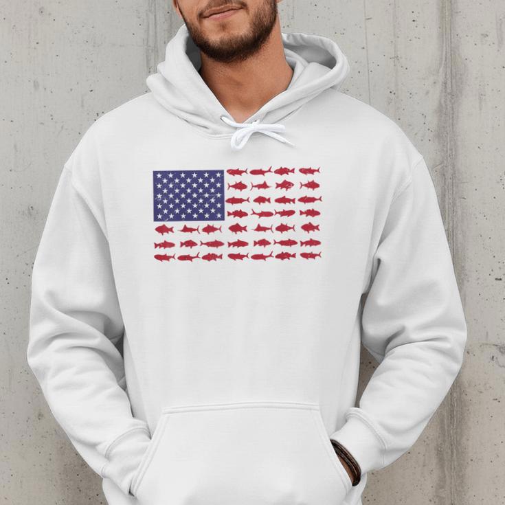 American Flag Fishing-Shirt Men Kids Bass Fish Dad Patriotic Men Hoodie