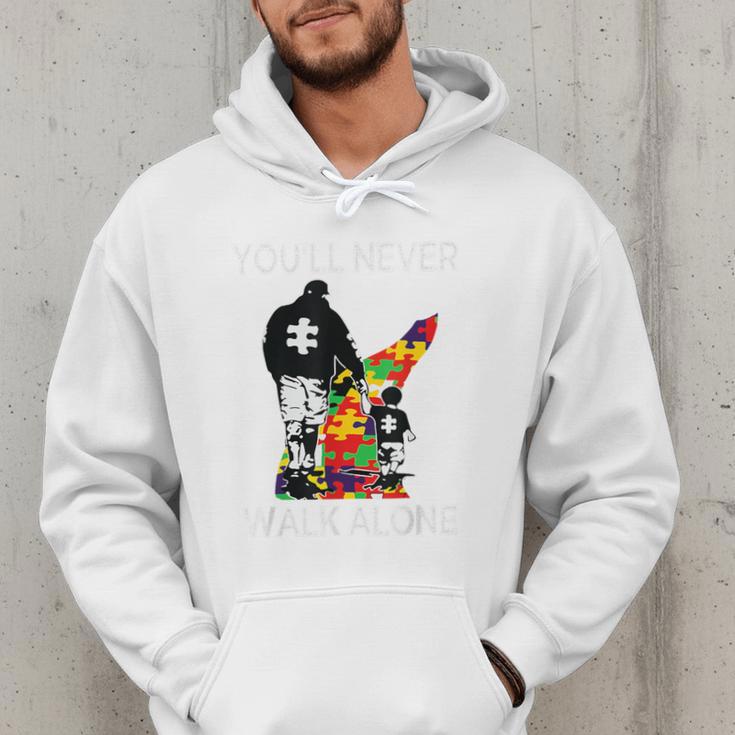 Autism Dad Support Alone Puzzle You'Ll Never Walk Premium Tri-Blend Men Hoodie Autism Dad Support Alone Puzzle You'Ll Never Walk Premium Tri-Blend Men Hoodie