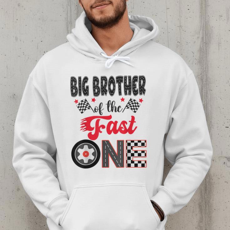 Big Brother Of The Fast One Car Racing Dad 1St Birthday Boy Men Hoodie