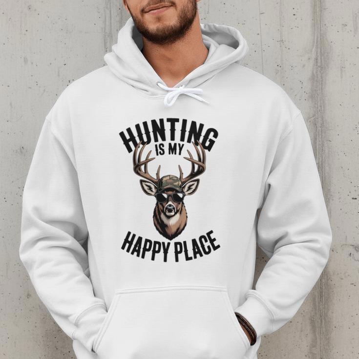 Camo Deer Hunting Is My Happy Place Dad Hunter Men Hoodie