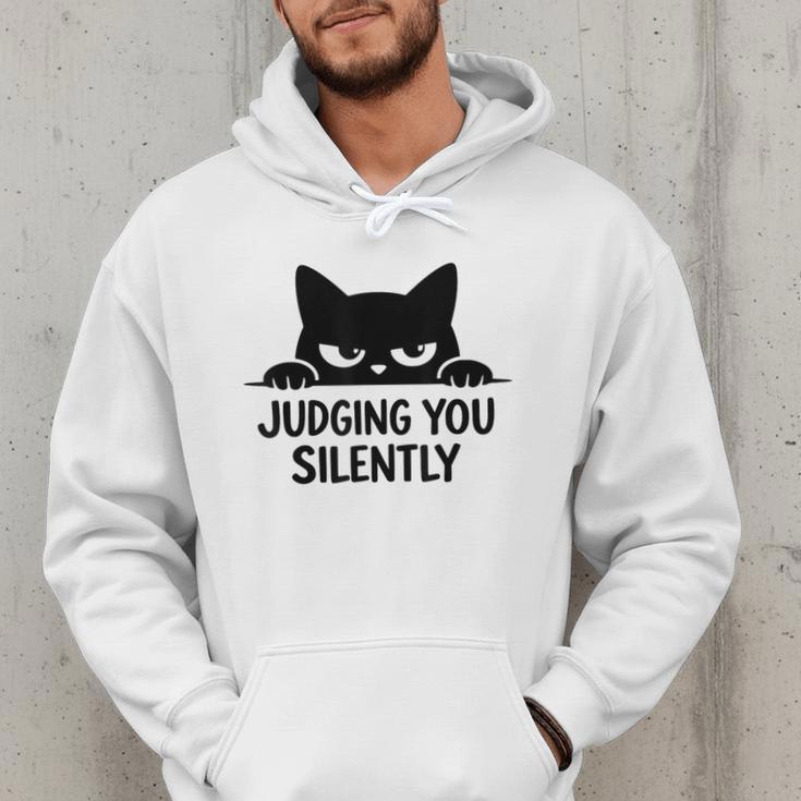 Cat For Cat Lover Mom Dad Cat Judging You Silently Men Hoodie