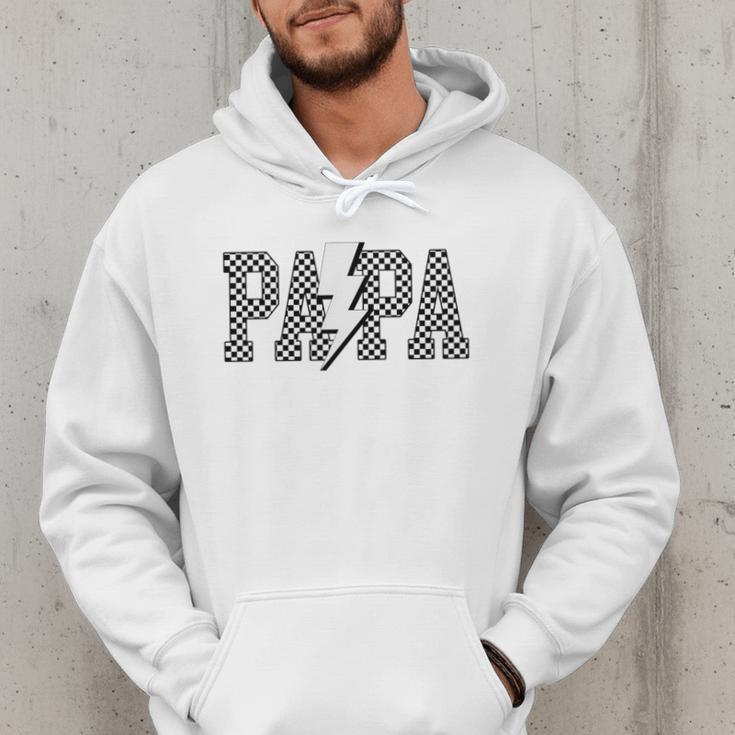 Checkered Papa Lightning Bolt Fathers Day Dad Grandpa Men Hoodie