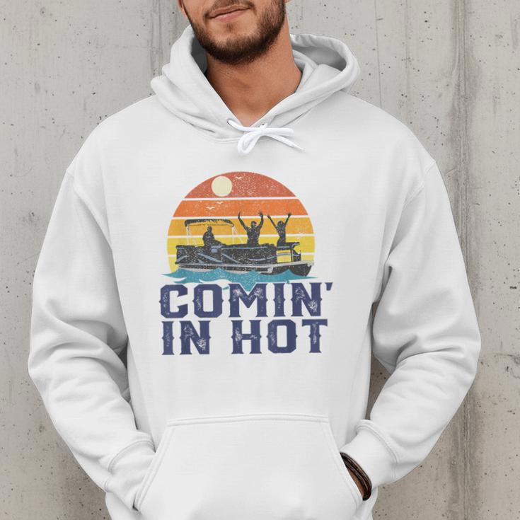 Comin In Hot Pontoon Boat Boating Lake For Dad Small Men Hoodie Comin In Hot Pontoon Boat Boating Lake For Dad Small Men Hoodie
