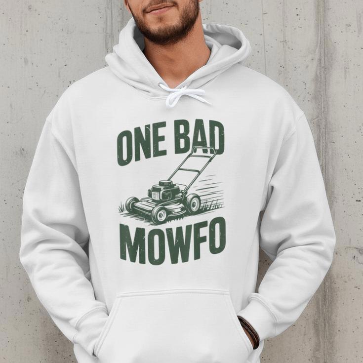 Dad Lawn Mowing One Bad Mowfo Mower Dad Gardening Men Hoodie