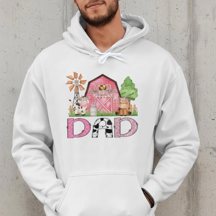 Dad Pink Farm Animal Birthday Kids Matching Family Men Hoodie