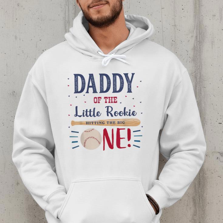 Daddy Dad First Birthday Little Rookie Baseball The Big One Men Hoodie