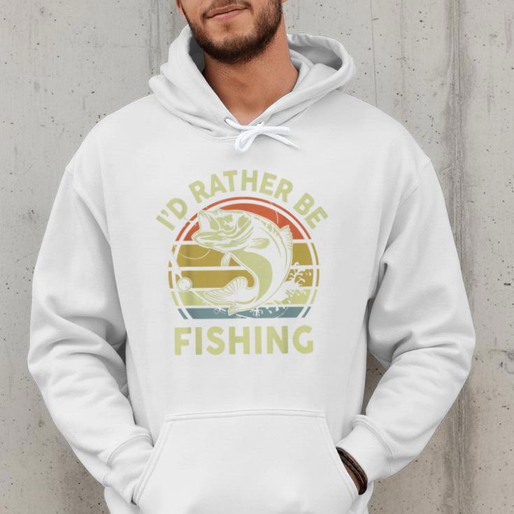 Fishing I'd Rather Be Fishing Bass Fish Dad Jokes Men Hoodie
