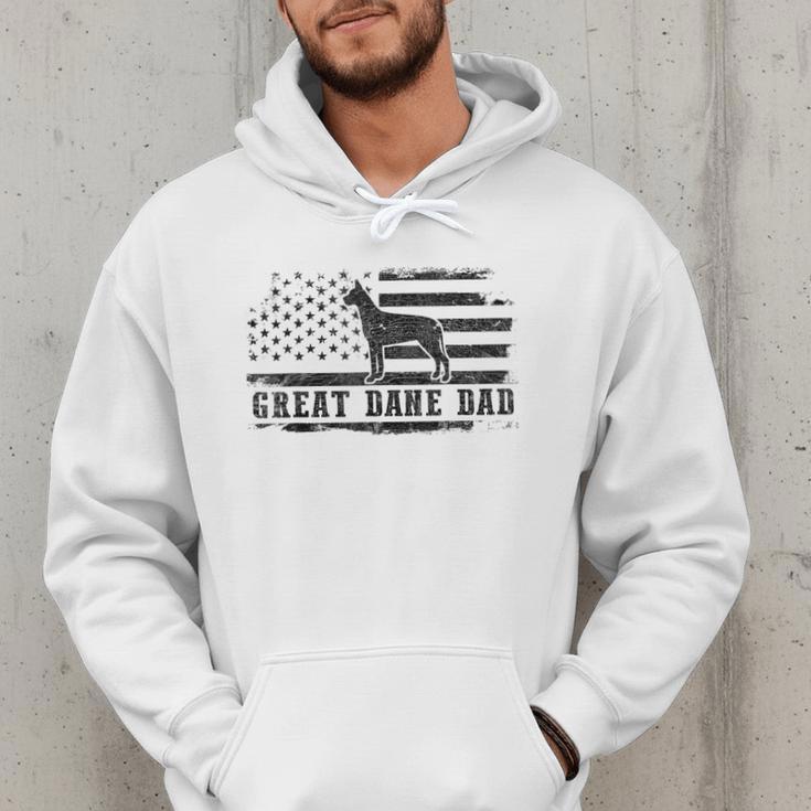 Great Dane Dad Distressed American Flag Patriotic Dog Men Hoodie