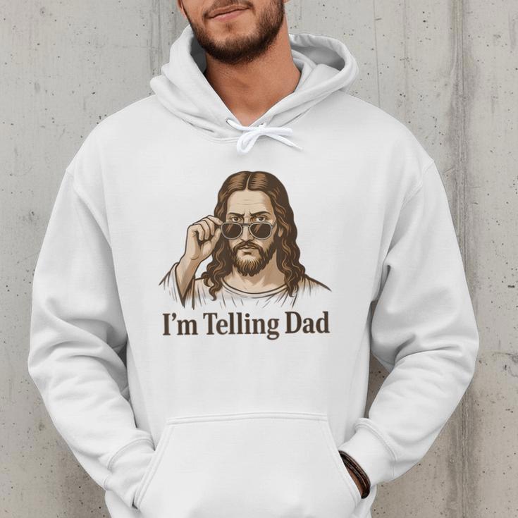I'm Telling Dad Jesus Wearing Sunglasses Christian Fathers Men Hoodie