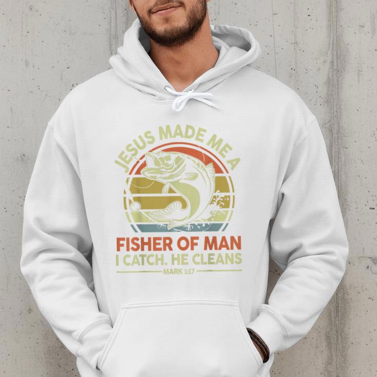 Jesus Made Fisher Man Christian Fishing Bass Fish Dad Men Hoodie