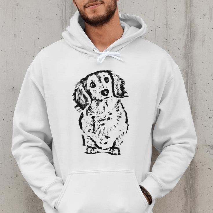 Long Hair Dachshund Lover Doxie Mom Dad Cute Wiener Dog Small Men Hoodie