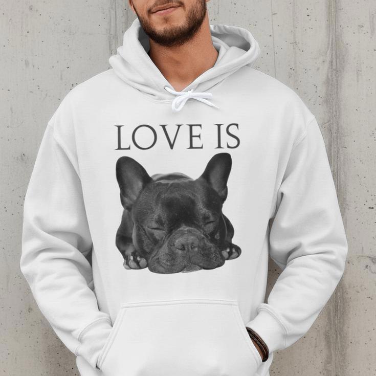 Love Is French Bulldog Shirt Frenchie Lover Tee Dog Mom Dad Men Hoodie